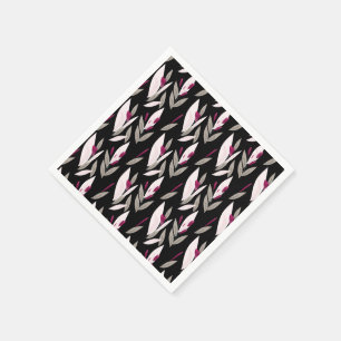 Servilleta De Papel Patrón de flor abstracta púrpura negra retro
