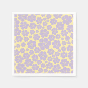 Servilleta De Papel Patrón de Flor - Amarillo y Púrpura Pastel