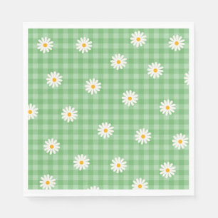 Servilleta De Papel Patrón de flor de cuadros de gingham de margarita 