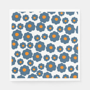 Servilleta De Papel Patrón de Flor de Hippie Azul Naranja Elegante