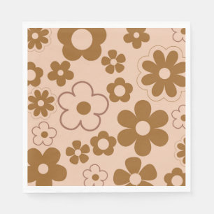 Servilleta De Papel Patrón de Flor de Hippie Retro de Otoño Marrón Y2K