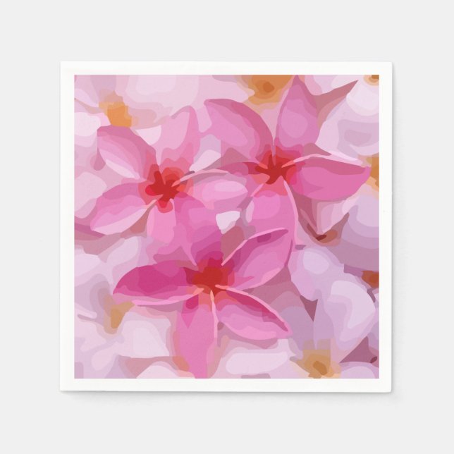Servilleta De Papel Patrón de flor de Plumeria Rosa (Anverso)