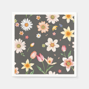 Servilleta De Papel Patrón de flor de primavera acuarela con mareas