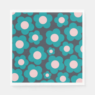 Servilleta De Papel Patrón de flor hippie azul precoz