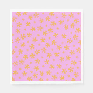 Servilleta De Papel Patrón de Flor Hippie Naranja Rosa Elegante