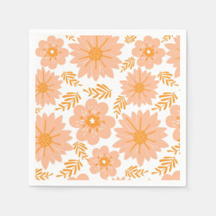 Servilleta De Papel Patrón de flor naranja de fuzz melocotón vintage r