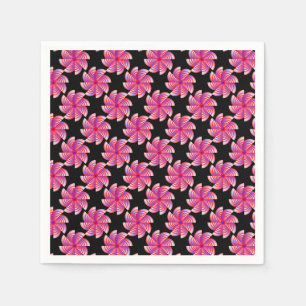 Servilleta De Papel Patrón de flor rosa fondo negro