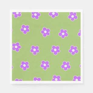 Servilleta De Papel Patrón de flor Y2K Retro Púrpura Verde