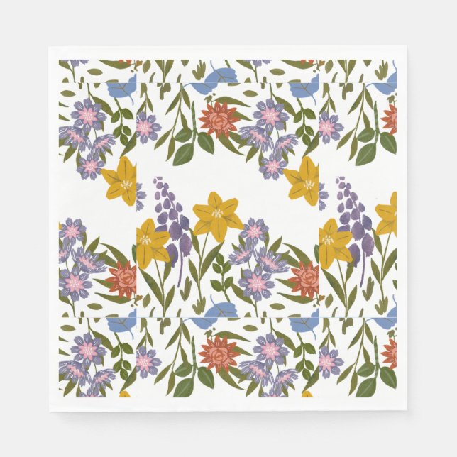 Servilleta De Papel Patrón de flores (Anverso)