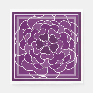 Servilleta De Papel Patrón de flores abstractas púrpura oscuro