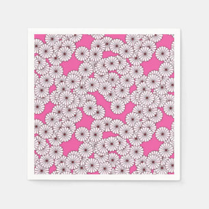 Servilleta De Papel Patrón de flores Art Deco - blanco sobre rosa
