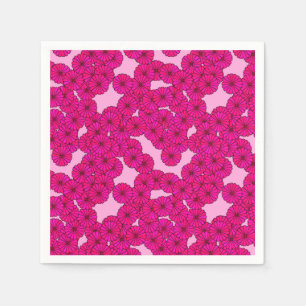 Servilleta De Papel Patrón de flores Art Deco - magenta sobre rosa