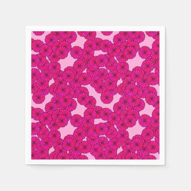 Servilleta De Papel Patrón de flores Art Deco - magenta sobre rosa (Anverso)