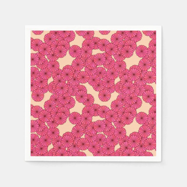 Servilleta De Papel Patrón de flores Art Deco - rosa profundo y meloco (Anverso)