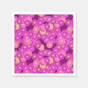 Servilleta De Papel Patrón de flores Art Deco - tonos de violeta, cora