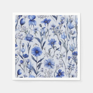 Servilleta De Papel patrón de flores azules botánicas