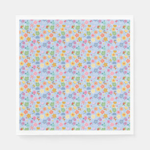 Servilleta De Papel Patrón de flores boho B01.w Lblue BG