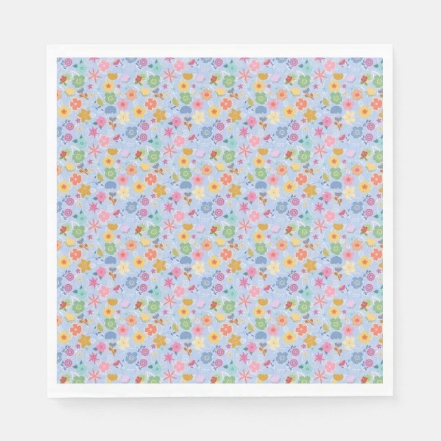 Servilleta De Papel Patrón de flores boho B01.w Lblue BG (Anverso)