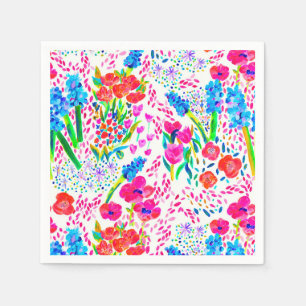 Servilleta De Papel Patrón de flores de acuarela coloridas lindas