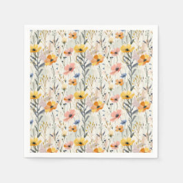 Servilleta De Papel Patrón de flores de Gouache Meadow
