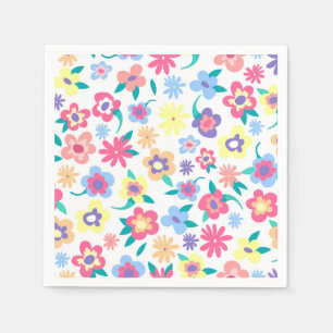 Servilleta De Papel Patrón de flores de primavera coloridas lindas