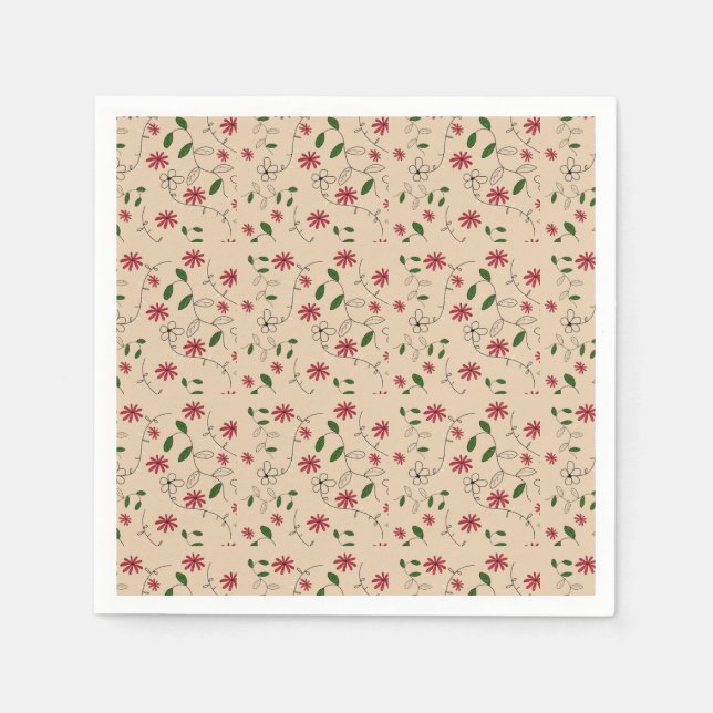 Servilleta De Papel Patrón de flores del jardín mágico (Anverso)