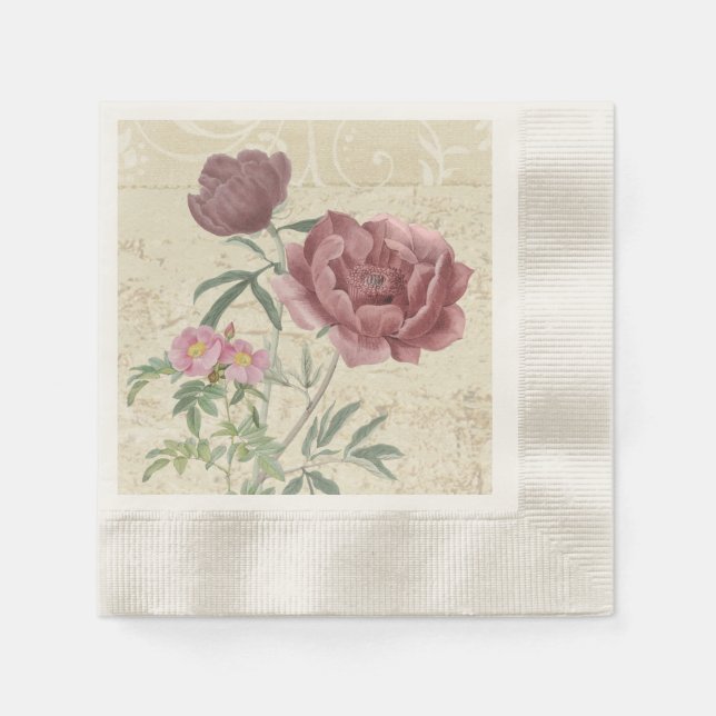 Servilleta De Papel Patrón de flores elegantes rosadas (Anverso)
