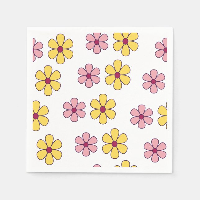 Servilleta De Papel Patrón de flores grandes y pequeñas (Anverso)