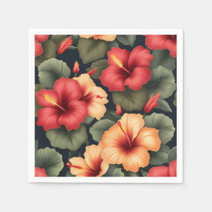 Servilleta De Papel Patrón de flores hibiscus vintage
