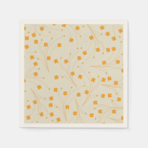 Servilleta De Papel Patrón de flores retro naranja beige Y2K 70s