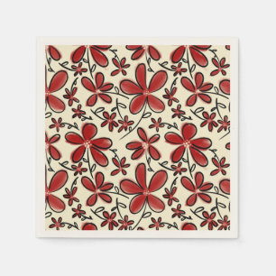 Servilleta De Papel Patrón de flores rojas