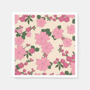 Servilleta De Papel Patrón de flores rosadas de niña linda