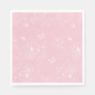 Servilleta De Papel Patrón de flores rosadas, floral, patrón, Minimali