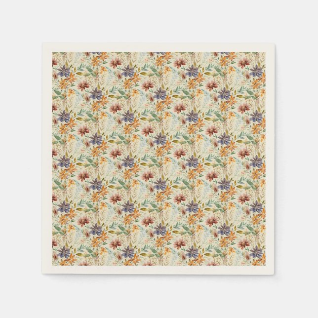 Servilleta De Papel Patrón de flores silvestres de otoño (Anverso)