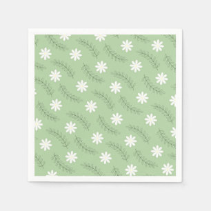 Servilleta De Papel Patrón de flores tropicales florales verde salvia 