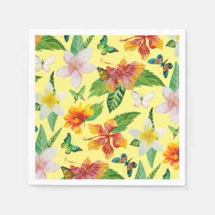 Servilleta De Papel Patrón de flores y mariposas tropicales