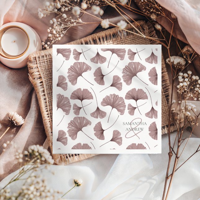 Servilleta De Papel Patrón de follaje de Ginkgo rosado moderno (Subido por el creador)