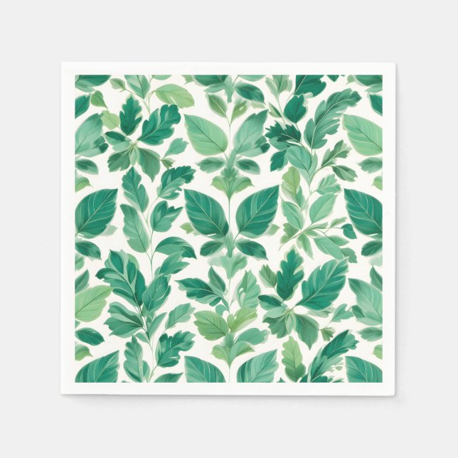 Servilleta De Papel Patrón de follaje verde (Anverso)