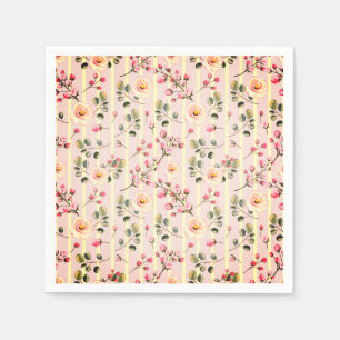 Servilleta De Papel Patrón de franja floral rosa suave