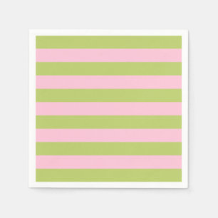 Servilleta De Papel Patrón de franja verde y rosa Retro minimalista