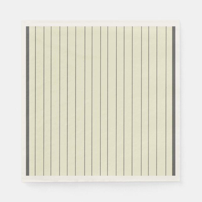 Servilleta De Papel Patrón de franja vertical beige negro (Anverso)