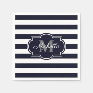 Servilleta De Papel Patrón de franjas de la marina azul