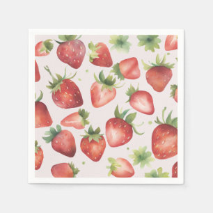 Servilleta De Papel Patrón de fresa acuarela