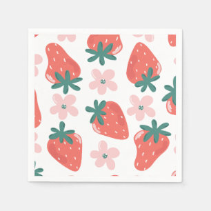 Servilleta De Papel Patrón de fresa y flor