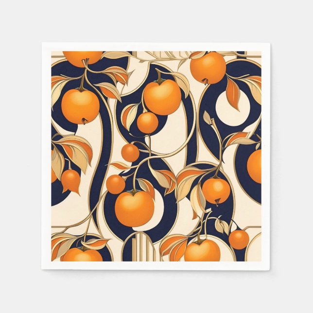 Servilleta De Papel Patrón de fruta de Persimmon Art Deco (Anverso)