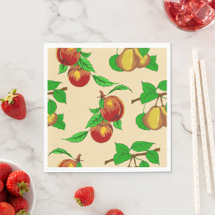 Servilleta De Papel Patrón de Frutas de Melocotón y Pera Botánica Rúst
