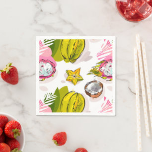 Servilleta De Papel Patrón de frutas texturadas a mano libre