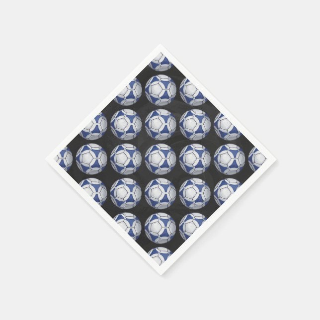 Servilleta De Papel Patrón de Futbolín azul y blanco (Borde)