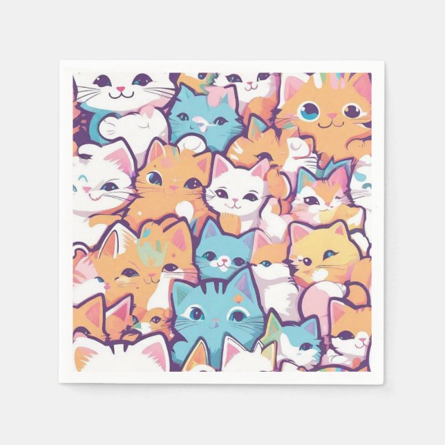 Servilleta De Papel Patrón de gatitos (Anverso)