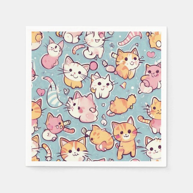 Servilleta De Papel Patrón de gatitos (Anverso)